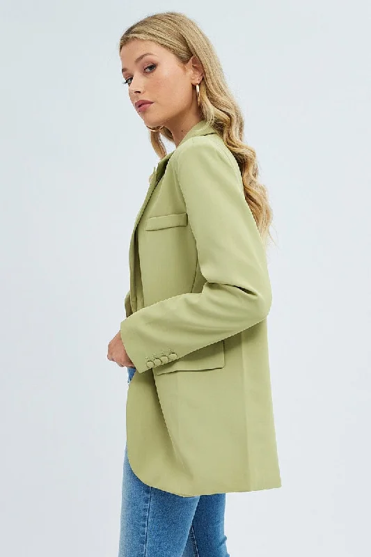 Green Oversized Single Breasted Blazer