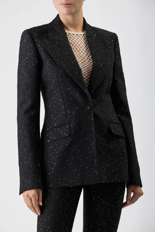 Leiva Sequin Blazer in Black Virgin Wool