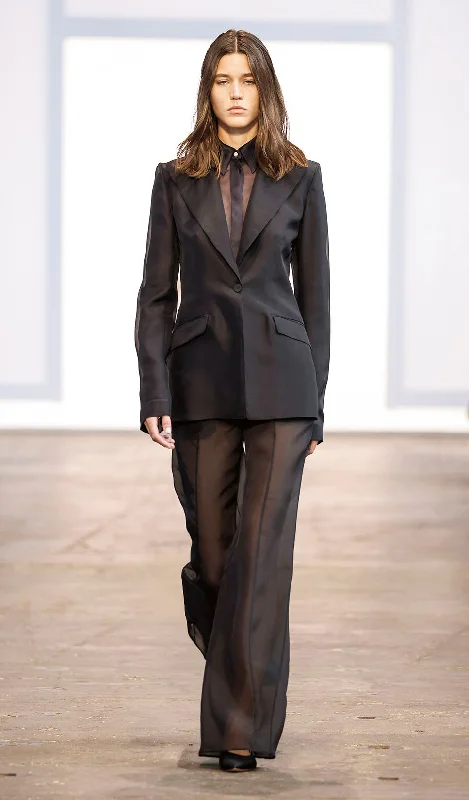 Leiva Sheer Blazer in Black Silk Organza