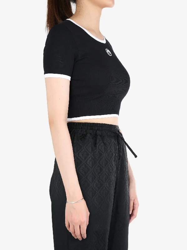 MARINE SERRE Women Moon Logo Ribbed Jersey Cropped Top