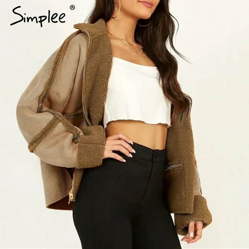 New Two-way lambs wool suede coat women