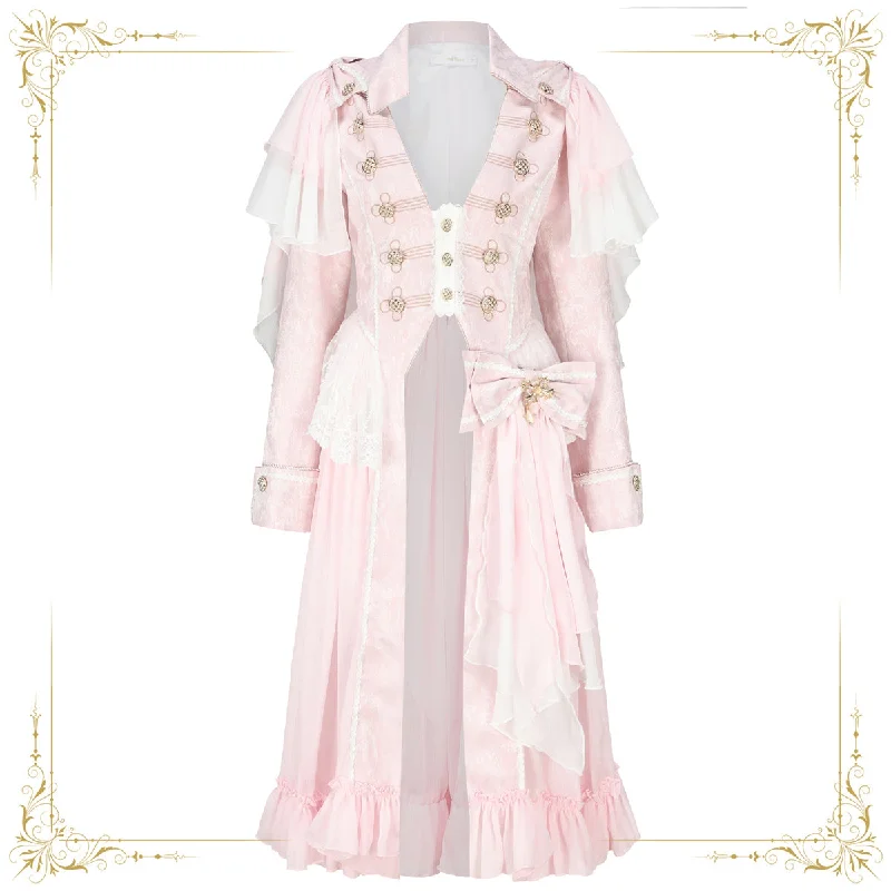 Immortal Thorn~Immortal Glass Castle~Ouji Lolita Handsome Prince Style Pink Long Coat