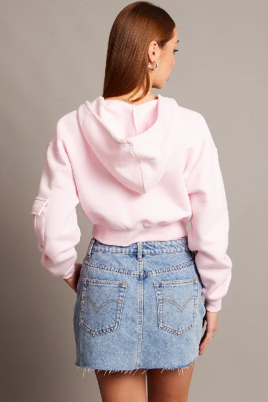 Pink Zip Hoodie Long Sleeve