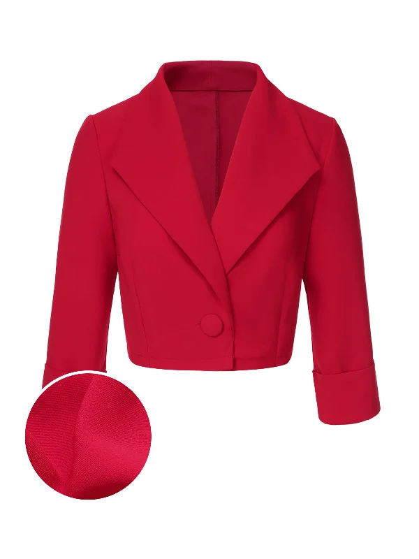 [Pre-Sale] Red 1950s Solid Lapel Short Coat