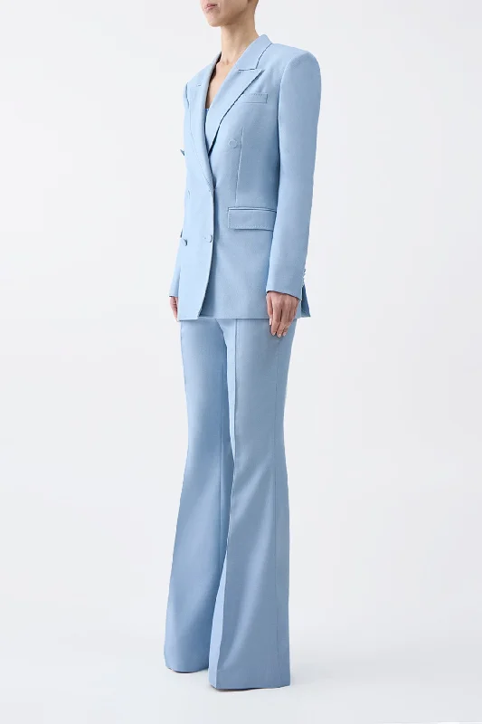 Rhein Pant in Stone Blue Silk Virgin Wool