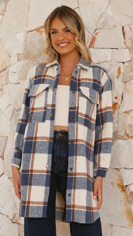 Saskia Jacket - Navy/Cream Check