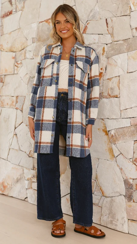 Saskia Jacket - Navy/Cream Check