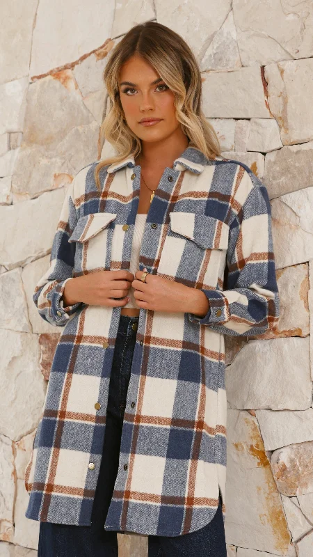 Saskia Jacket - Navy/Cream Check