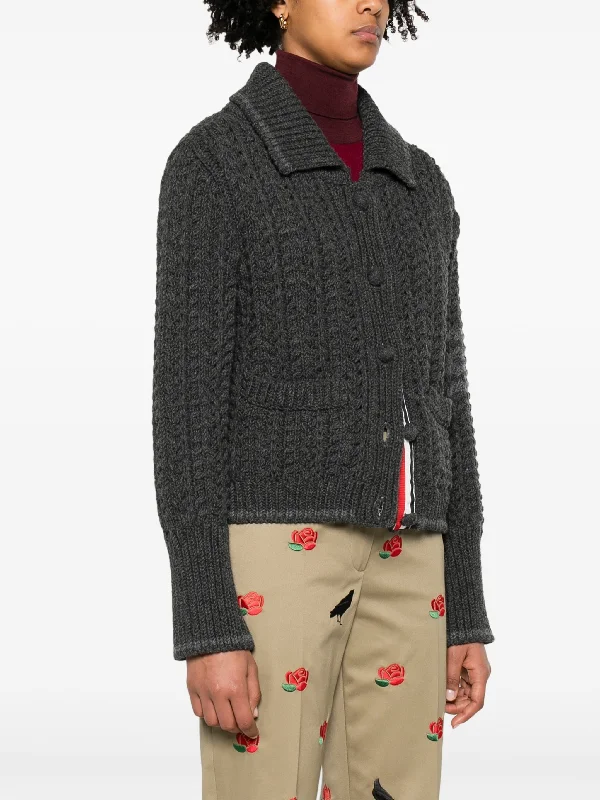 THOM BROWNE Women Chunky Links Stitch Polo Cardigan Jacket