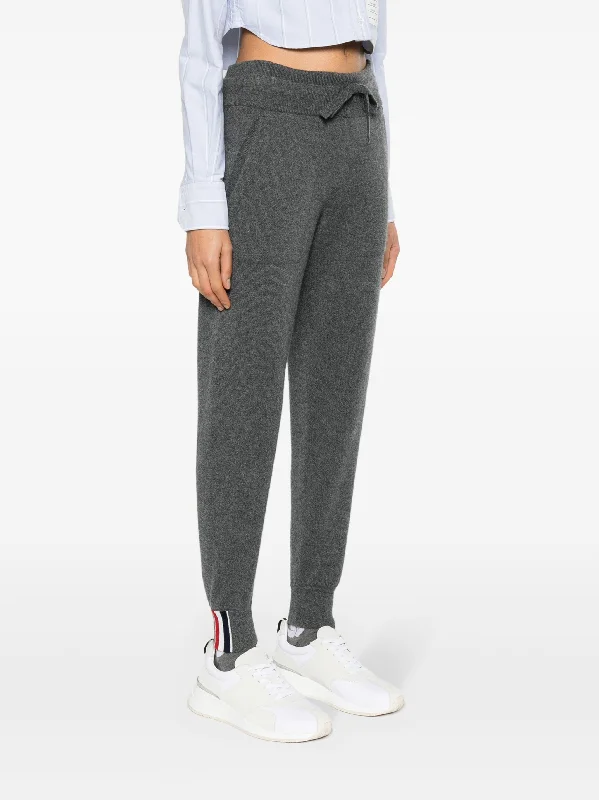 THOM BROWNE Women Jersey Float Jacquard Sweatpants In Cashmere W/Rwb Stripe Intarsia