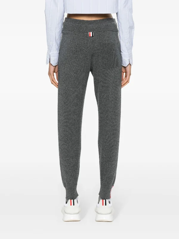 THOM BROWNE Women Jersey Float Jacquard Sweatpants In Cashmere W/Rwb Stripe Intarsia