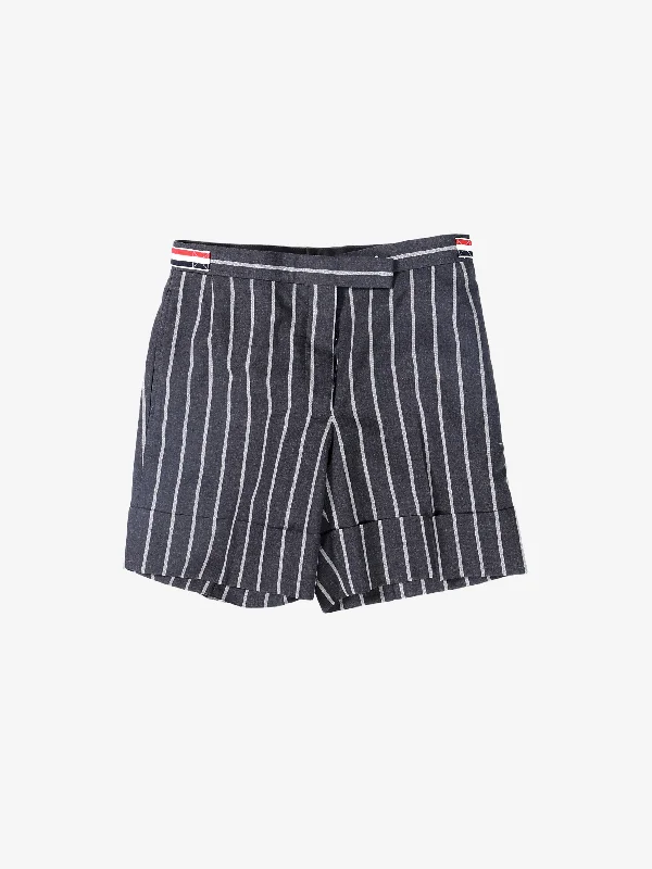 THOM BROWNE Women Straight Leg Side Tab Short In Bold Stripe Wool Suiting