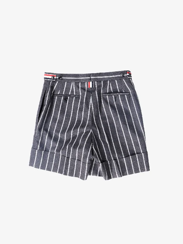 THOM BROWNE Women Straight Leg Side Tab Short In Bold Stripe Wool Suiting