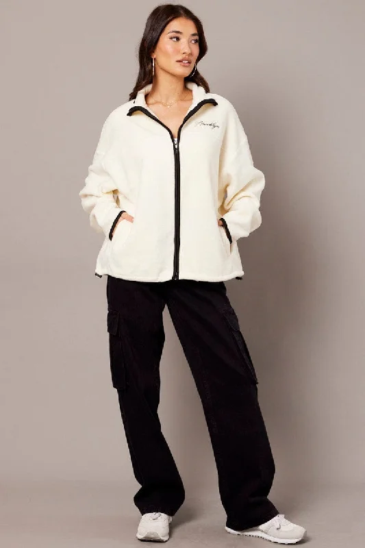 White Jacket Long Sleeve Fleece