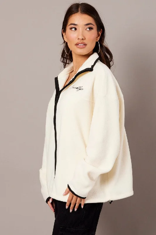 White Jacket Long Sleeve Fleece