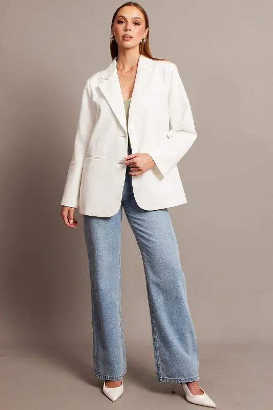 White Oversized Blazer Long Sleeve