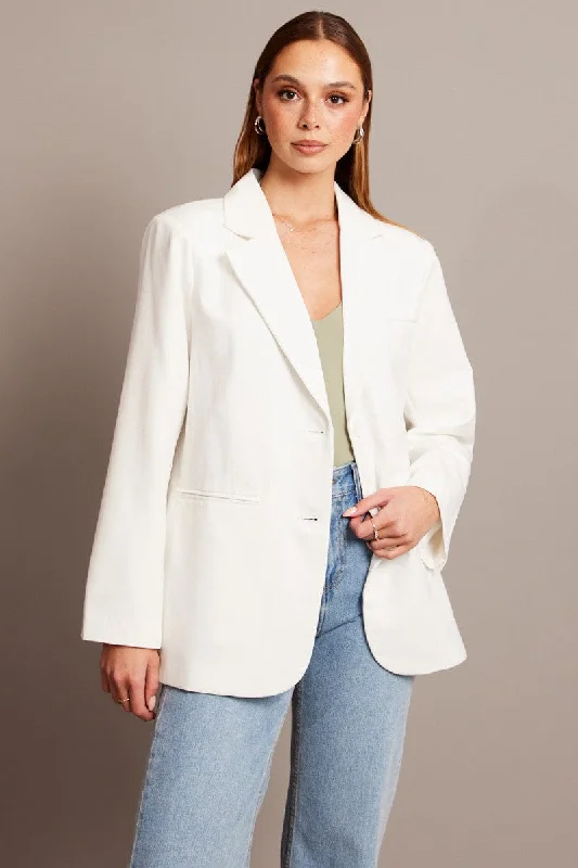 White Oversized Blazer Long Sleeve