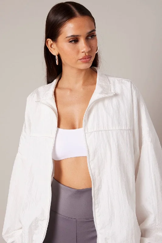 White Track Jacket Long Sleeve