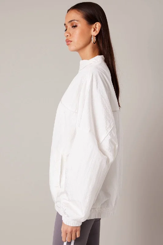 White Track Jacket Long Sleeve