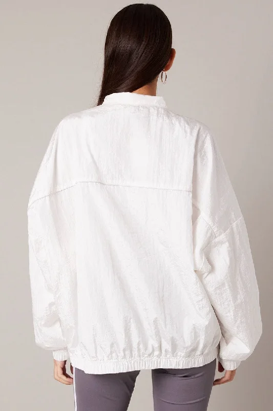 White Track Jacket Long Sleeve