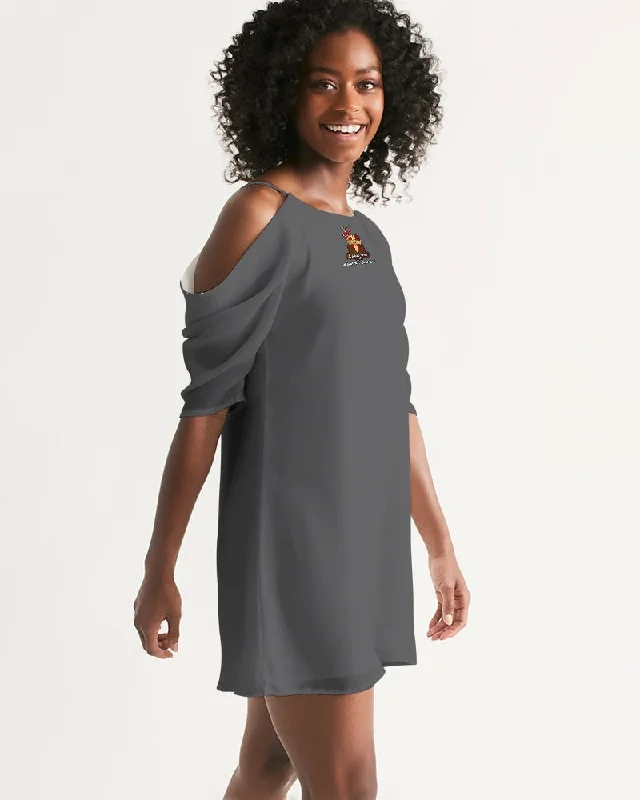 AKH Grey Women's Open Shoulder A-Line Dress