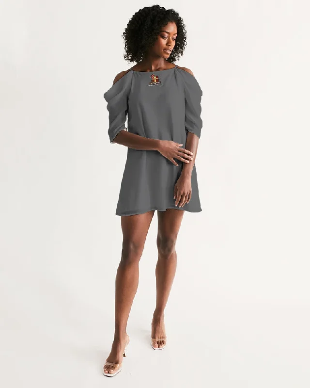 AKH Grey Women's Open Shoulder A-Line Dress