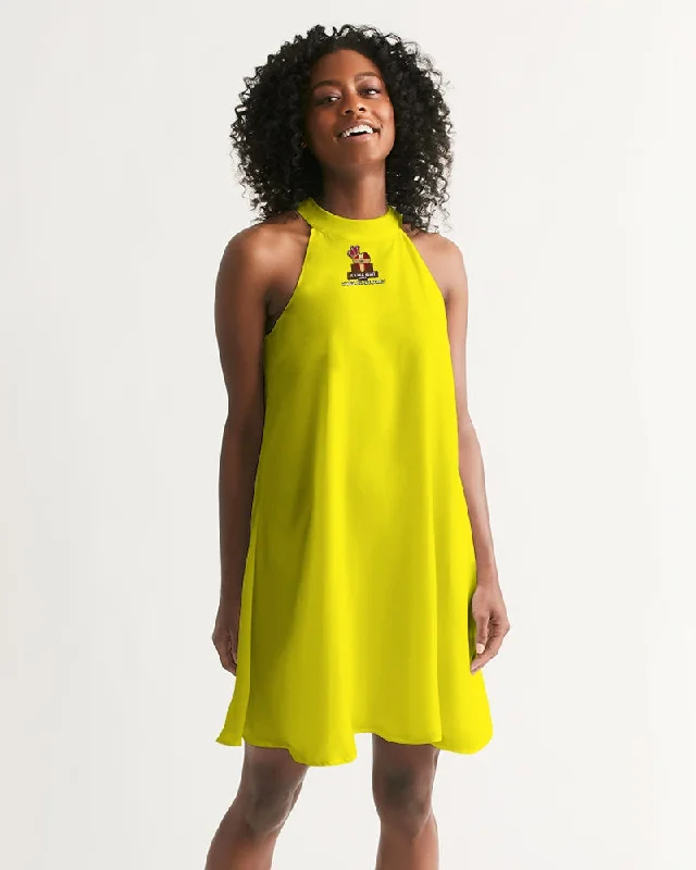 AKH Yellow Women's Halter Dress