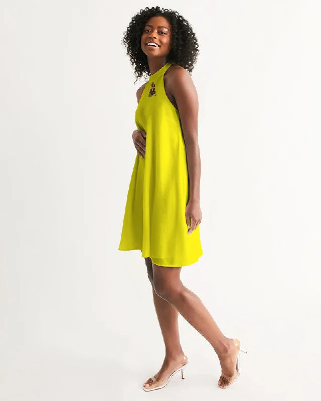 AKH Yellow Women's Halter Dress