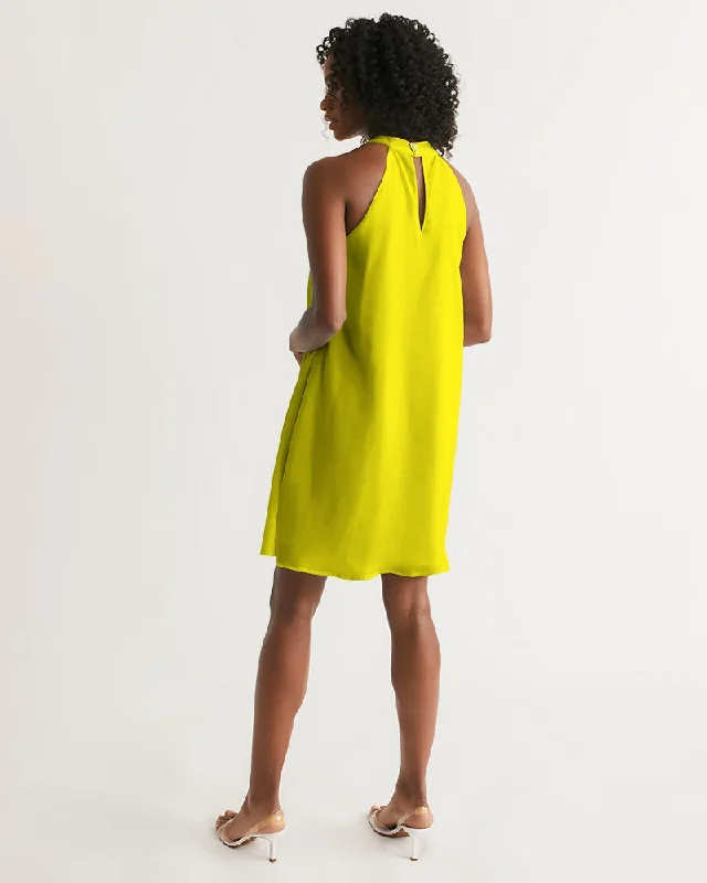 AKH Yellow Women's Halter Dress