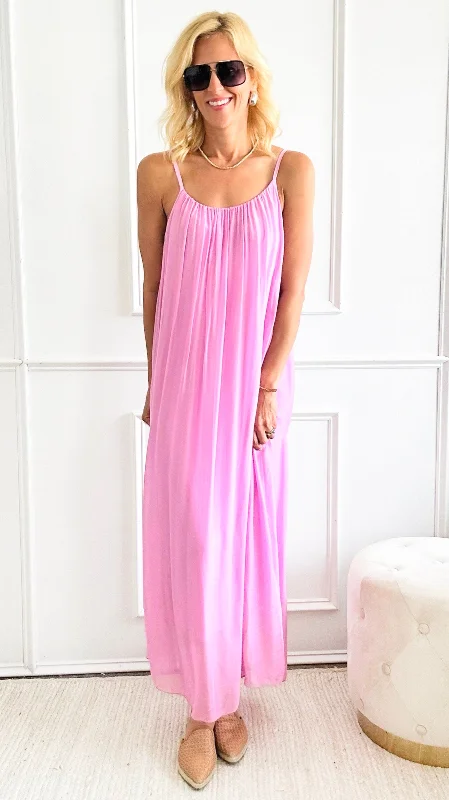 Breezy Sheer Italian Sundress - Pink