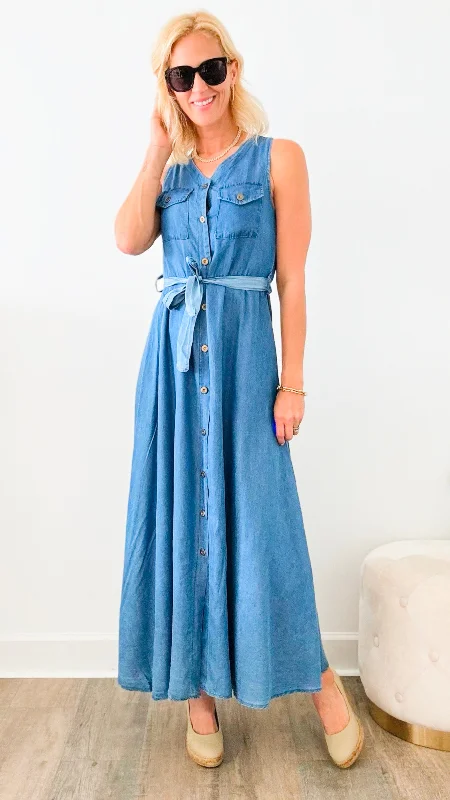 Chambray Italian Maxi Dress