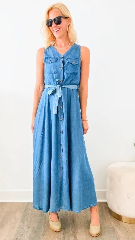 Chambray Italian Maxi Dress