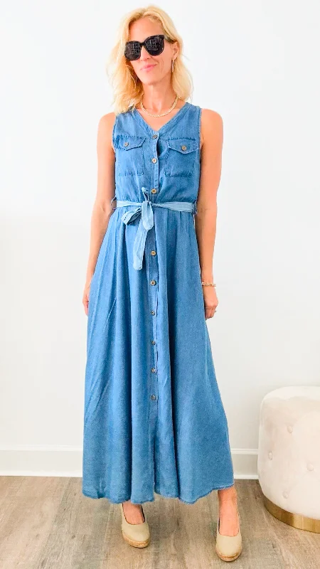 Chambray Italian Maxi Dress