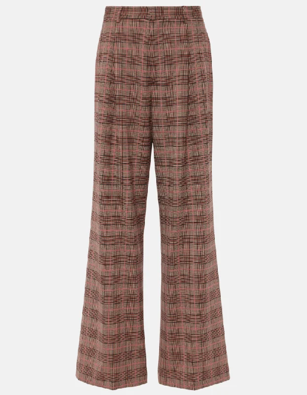 Checked high-rise wide-leg pants