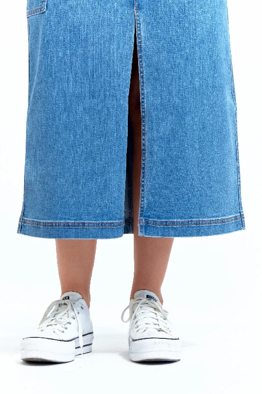 Cargo Skirt with Slant Pockets in Terra