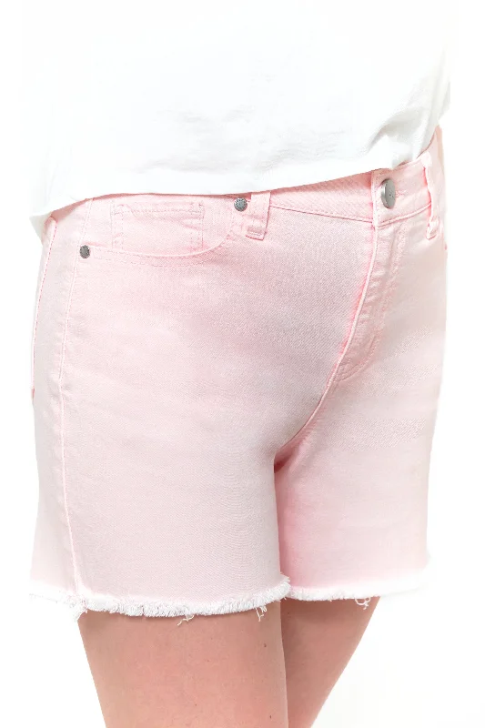 Luxe Shorts with Fray Hem in Blush Fade