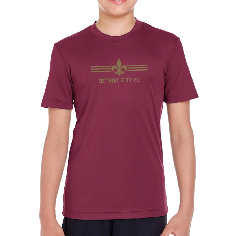 DCFC Youth Fleur Lines Performance Tee- Maroon