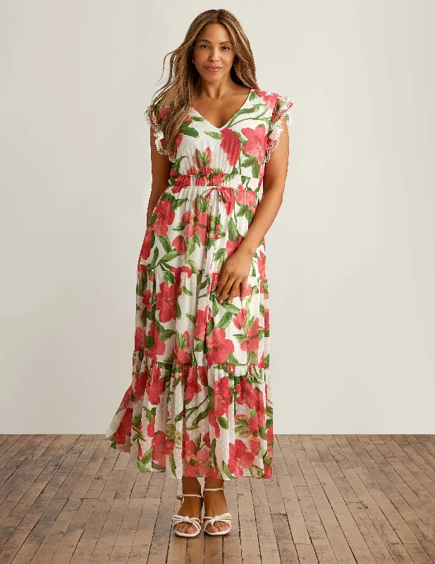 Drawstring Waist Tiered Maxi Dress