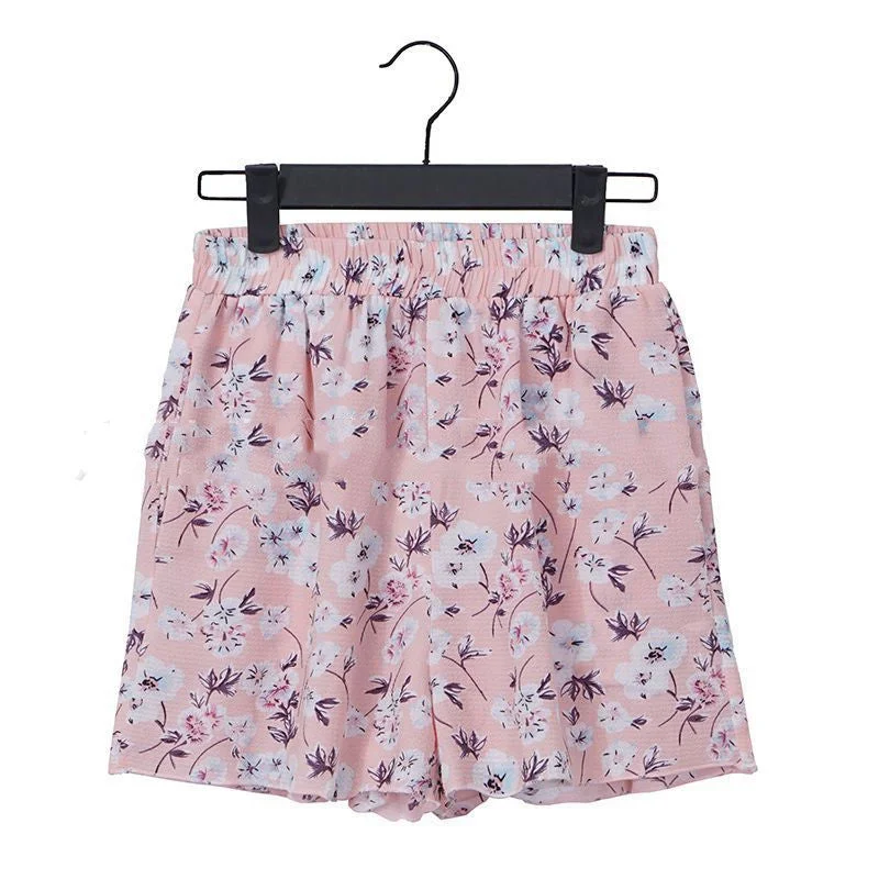 Floral chiffon shorts plus size polka dot shorts