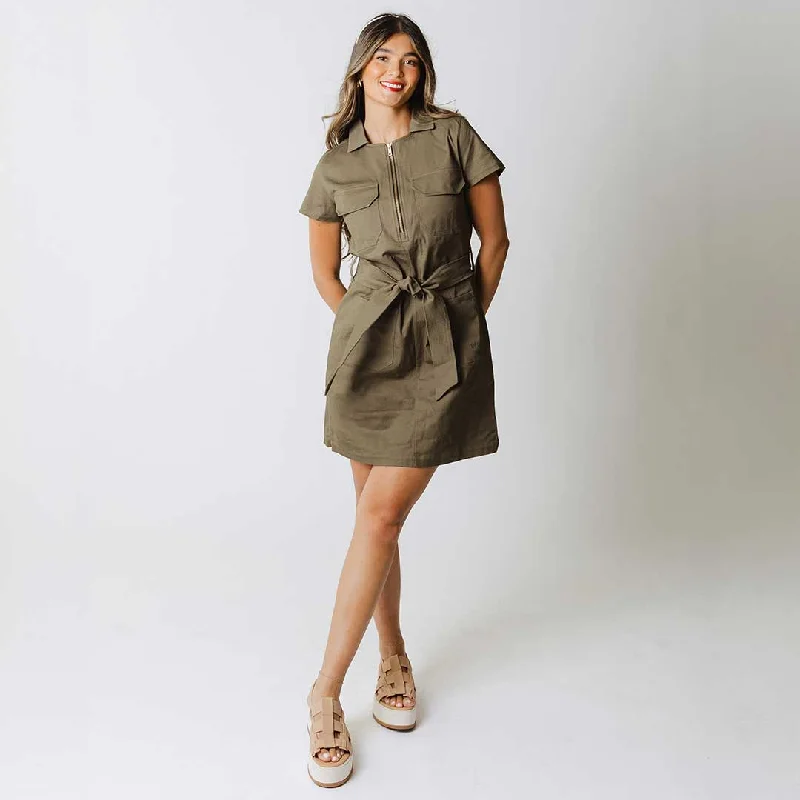 Hamptons Dress, Olive Canvas