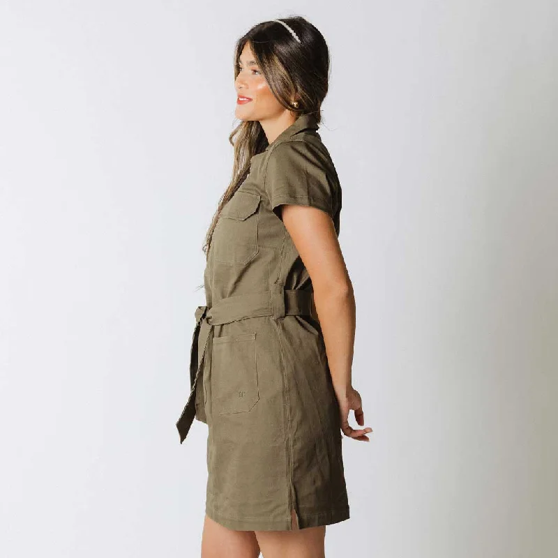 Hamptons Dress, Olive Canvas