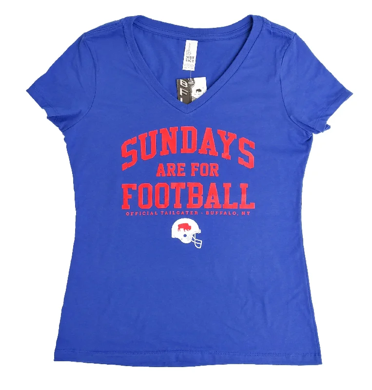 Ladies ""Sundays Are For Football"" Royal Blue V-Neck Tee