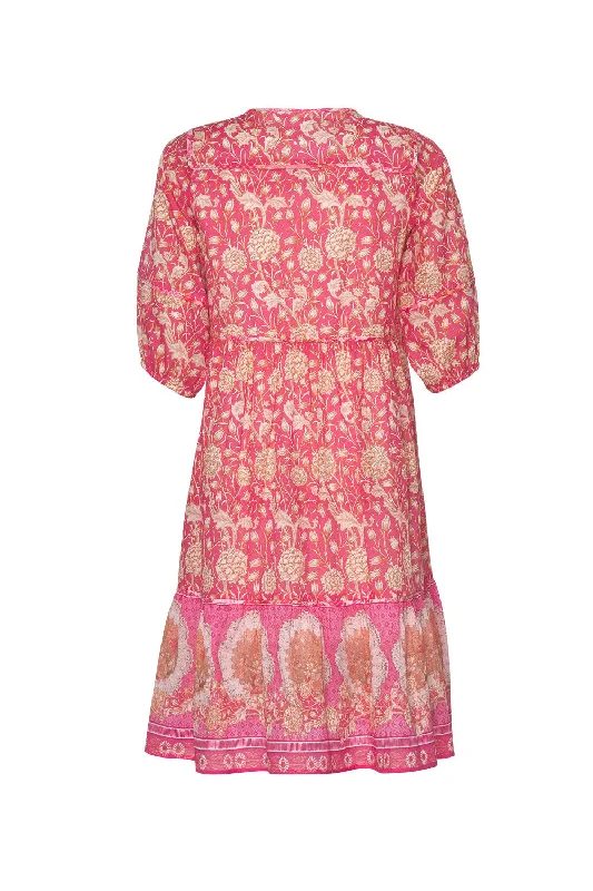 LOOBIES STORY CHANTILLY DRESS - HOT PINK MULTI