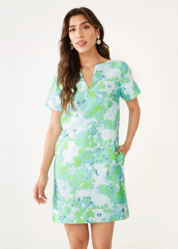 Lulu Dress Green Abstract Brocade