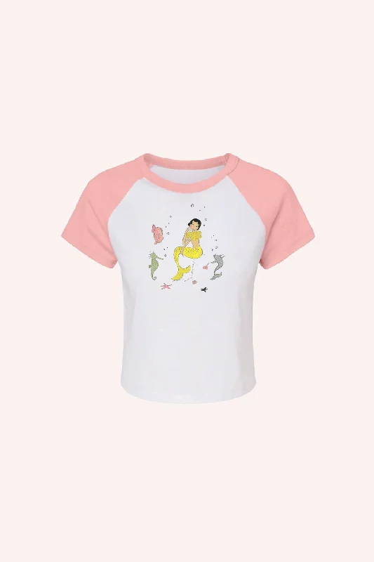 Mermaid Raglan Baby Tee Pink