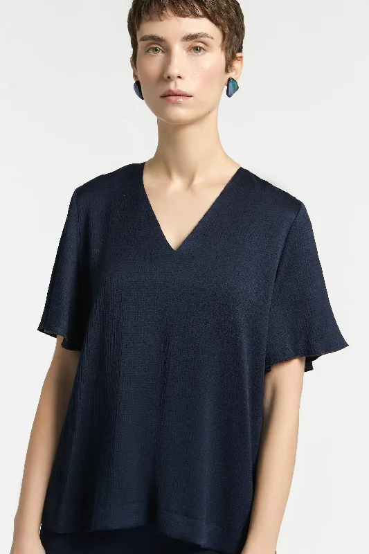 navy satijnen blouse