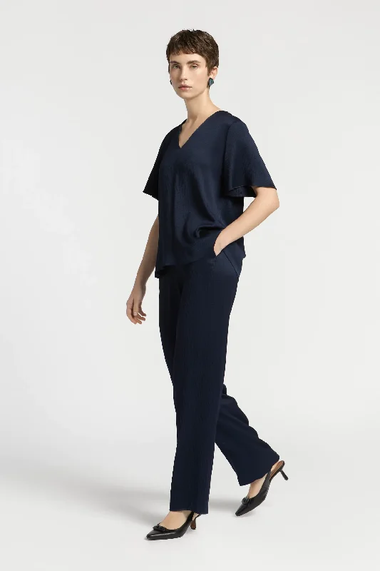 navy satijnen blouse