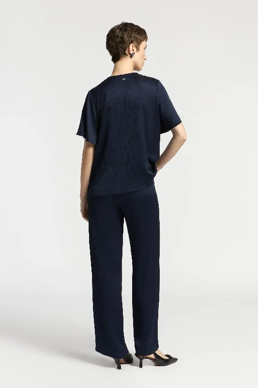 navy satijnen blouse