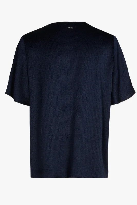 navy satijnen blouse