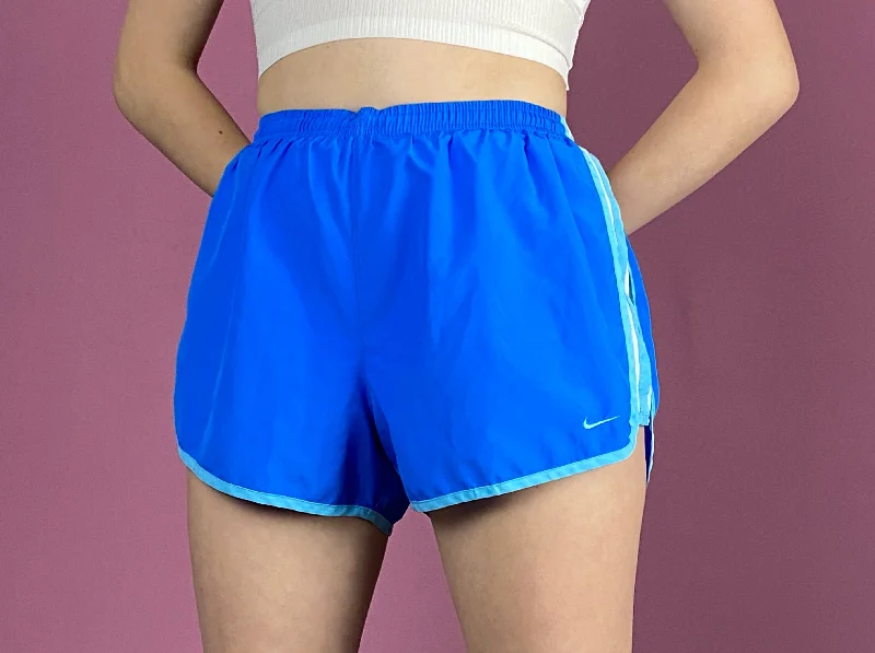 Nike Vintage Women's Running Booty Shorts - M Blue Polyester